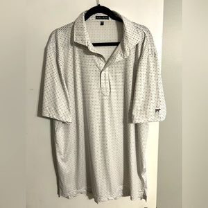 Never work white polka dot Southern Point Co polo